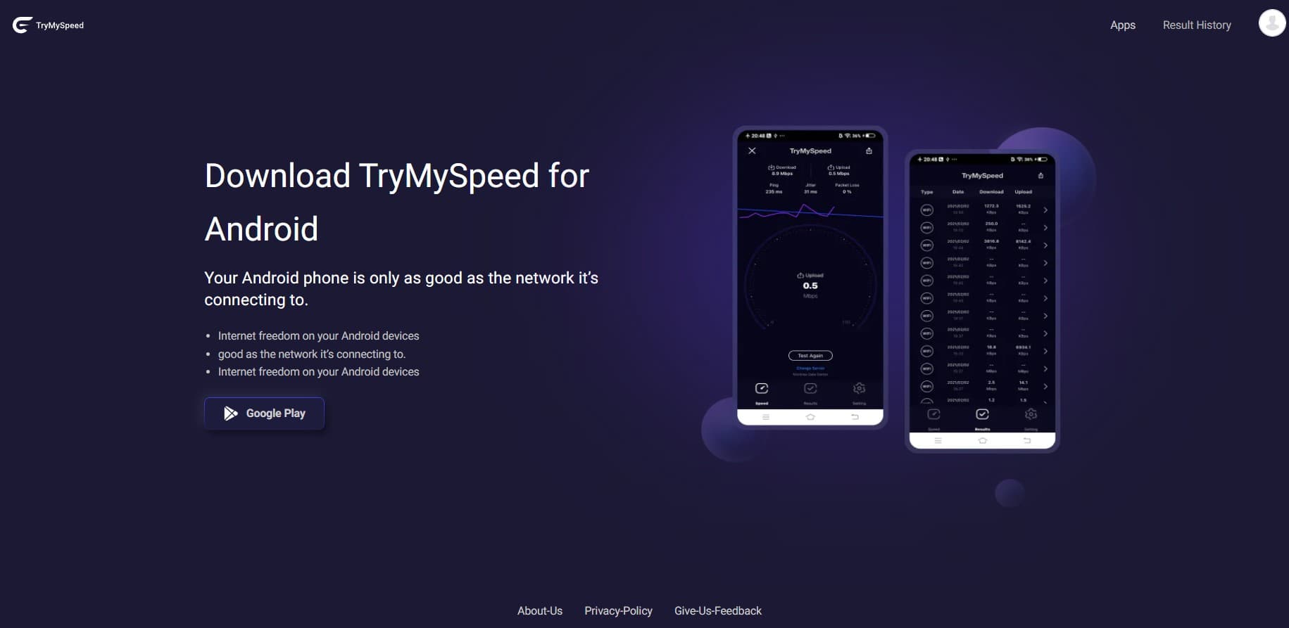 Internet Speed Test Web Client